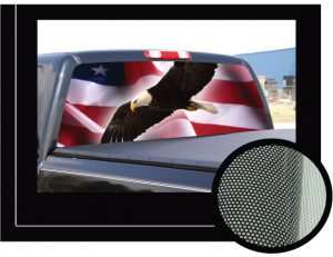 American flag and blad eagle truck rear window decal