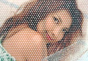 picture of girl through perforations - perforated