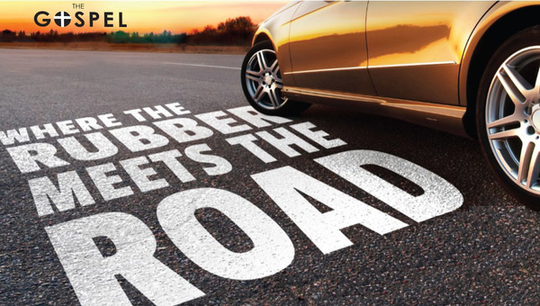 The Gospel - Where the rubber meets the road - sports car on asphalt